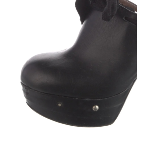 Marni Black Leather Platform Mules Women’s Size 6.5 Round Toe Slip On Tie - Picture 3 of 9